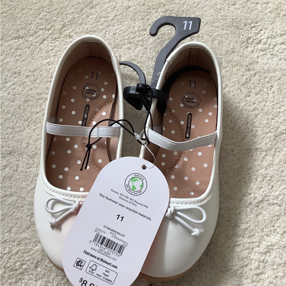 Wonder Nation White Kids Ballet Flats 11 - Picture 2 of 3